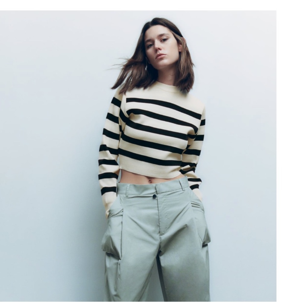 NWT Zara striped crop knit sweater